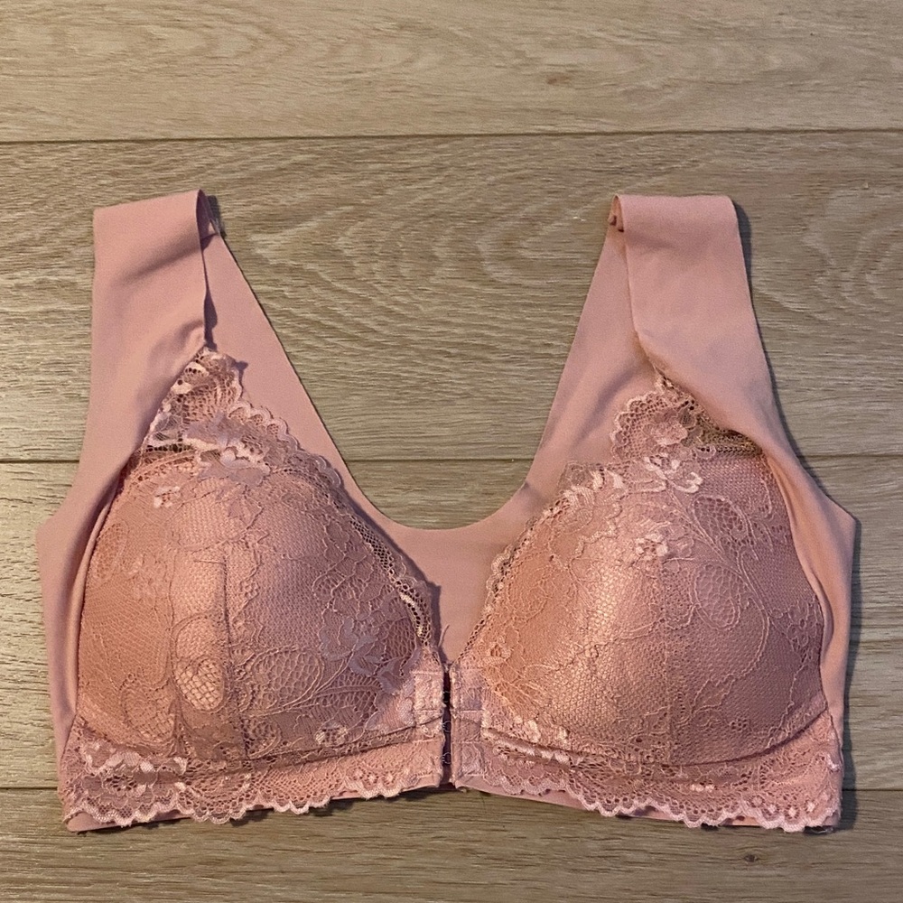 Lace Trim Pink Bralette